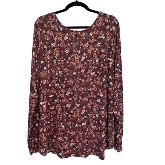 NWT Maurice’s Soft Jersey Long Sleeve Floral Scoop Neck Tee - Size 3X - Picture 2 of 6